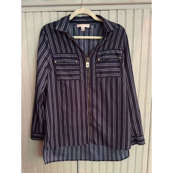 Michael Kors striped zipper front top sz small - Picture 5 of 8